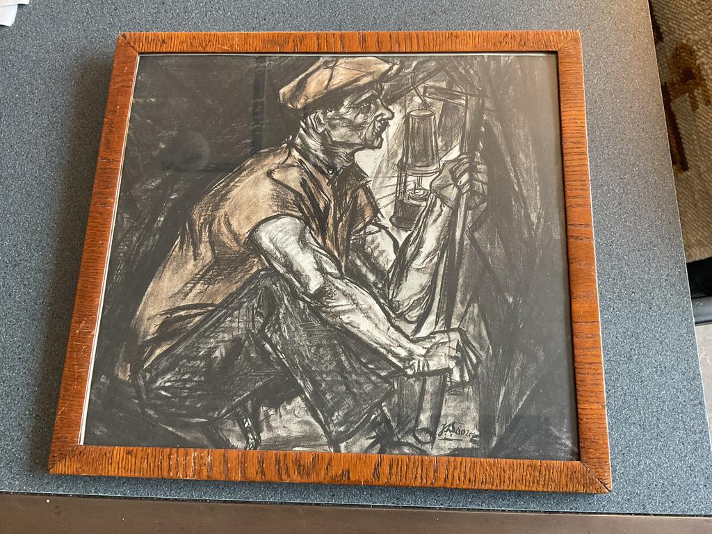 Reproductie van Litho van Jan Toorop “De Mijnwerker”, Antiek en Kunst, Kunst | Etsen en Gravures, Ophalen of Verzenden