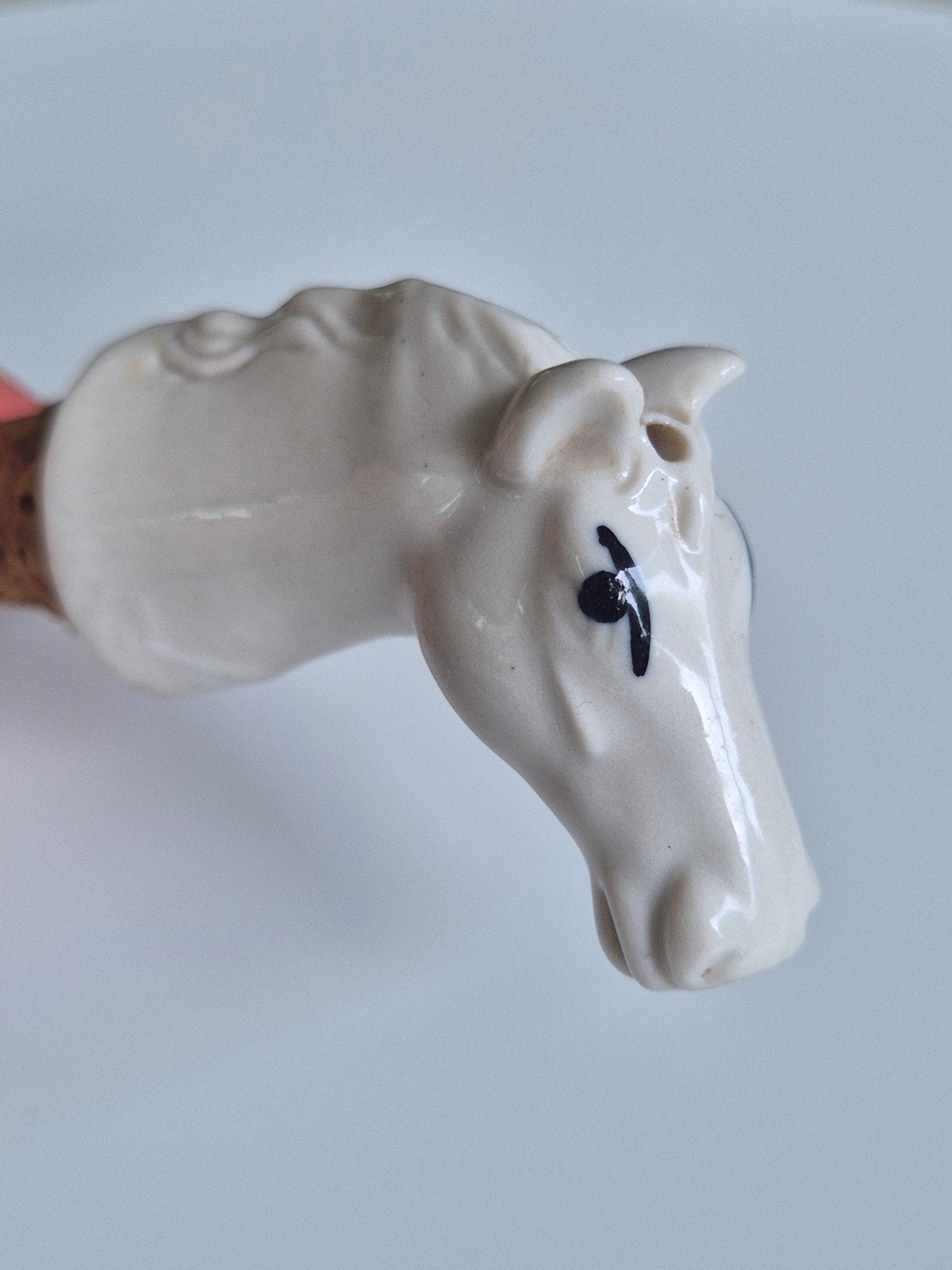 Vintage keramische paardenkop schenktuit met kurk, Ophalen of Verzenden
