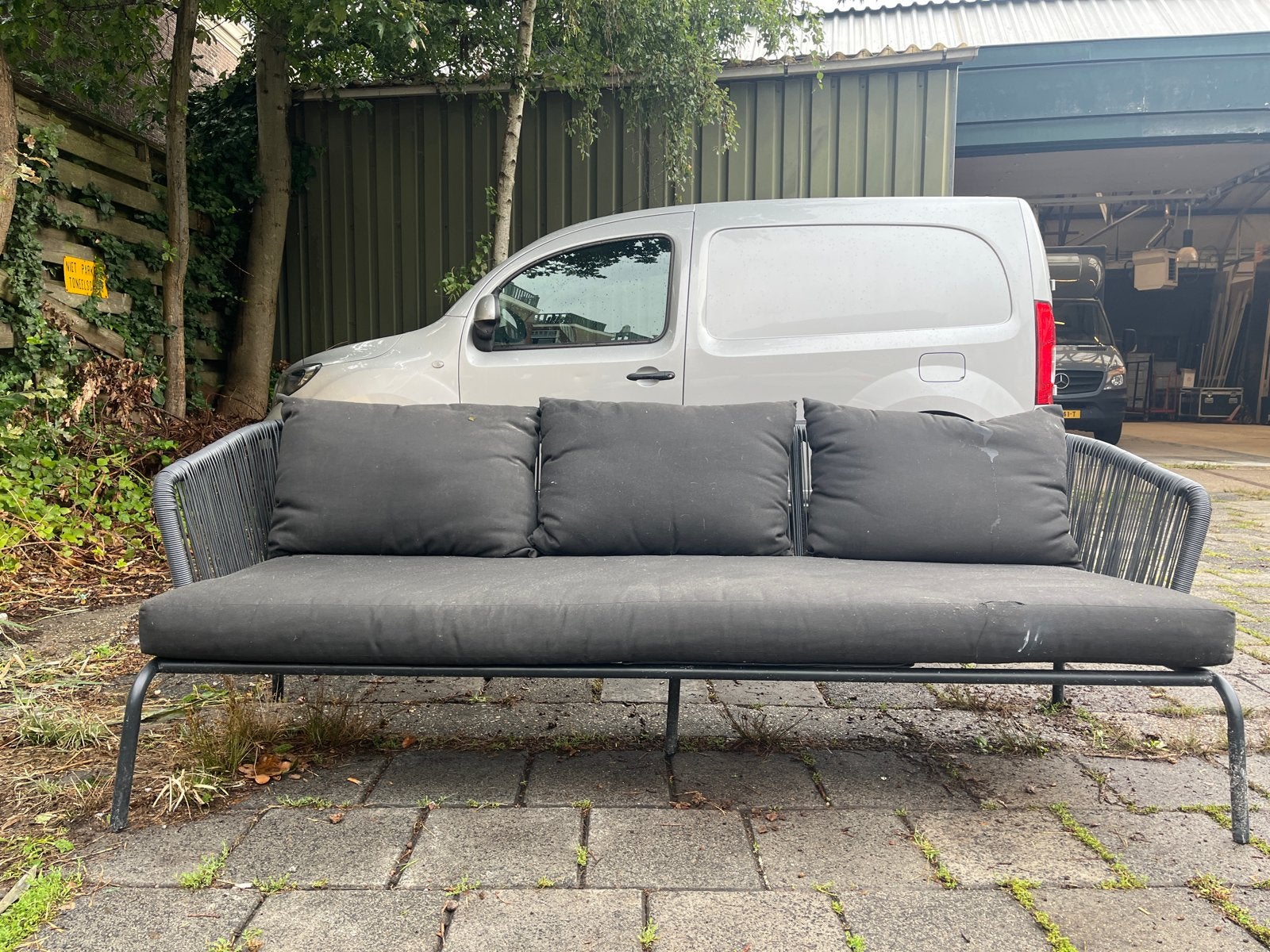 Comfortabele loungebank voor buiten met kussens, Tuin en Terras, Ophalen, Gebruikt, Metaal