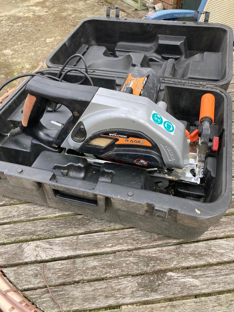 Evolution Rage cirkelzaag voor ijzer,aluminium,hout,plastic, Doe-het-zelf en Verbouw, Cirkelzaag, Ophalen of Verzenden, Zo goed als nieuw