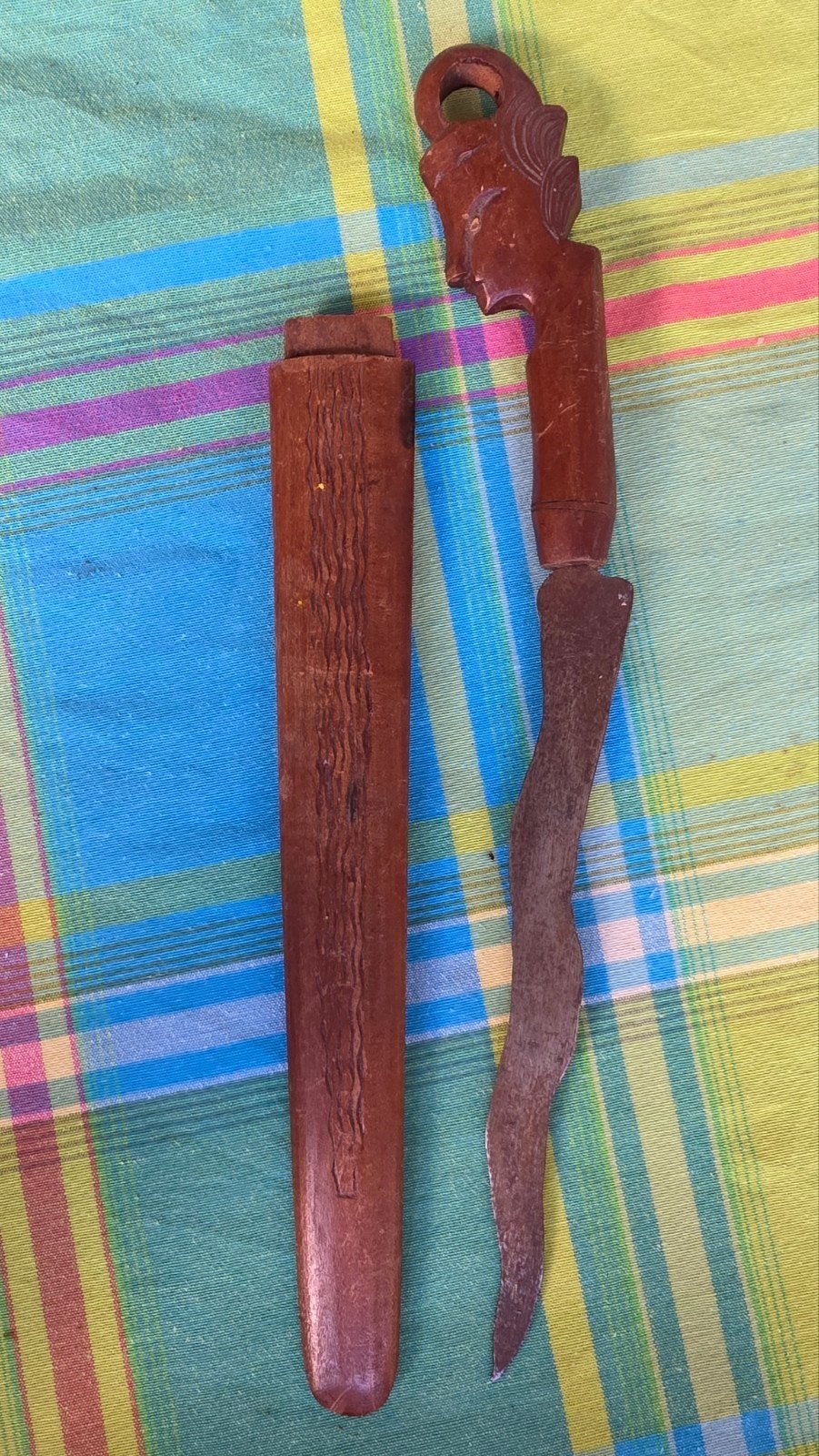 Antieke Indonesische Kris met houten schede en handvat, Ophalen of Verzenden