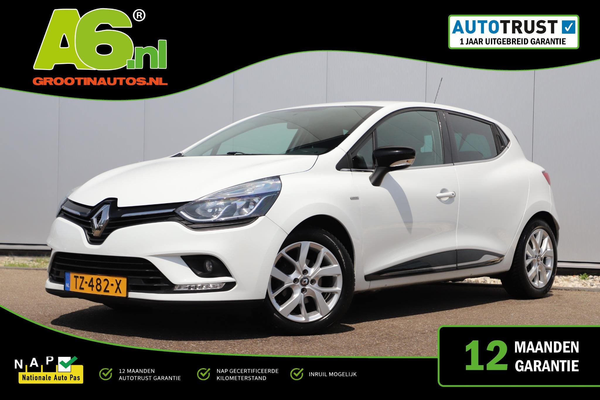 Renault Clio 0.9 TCe Limited Trekhaak Navigatie Airco Cruise, Auto's, Voorwielaandrijving, 898 cc, Stof, Gebruikt