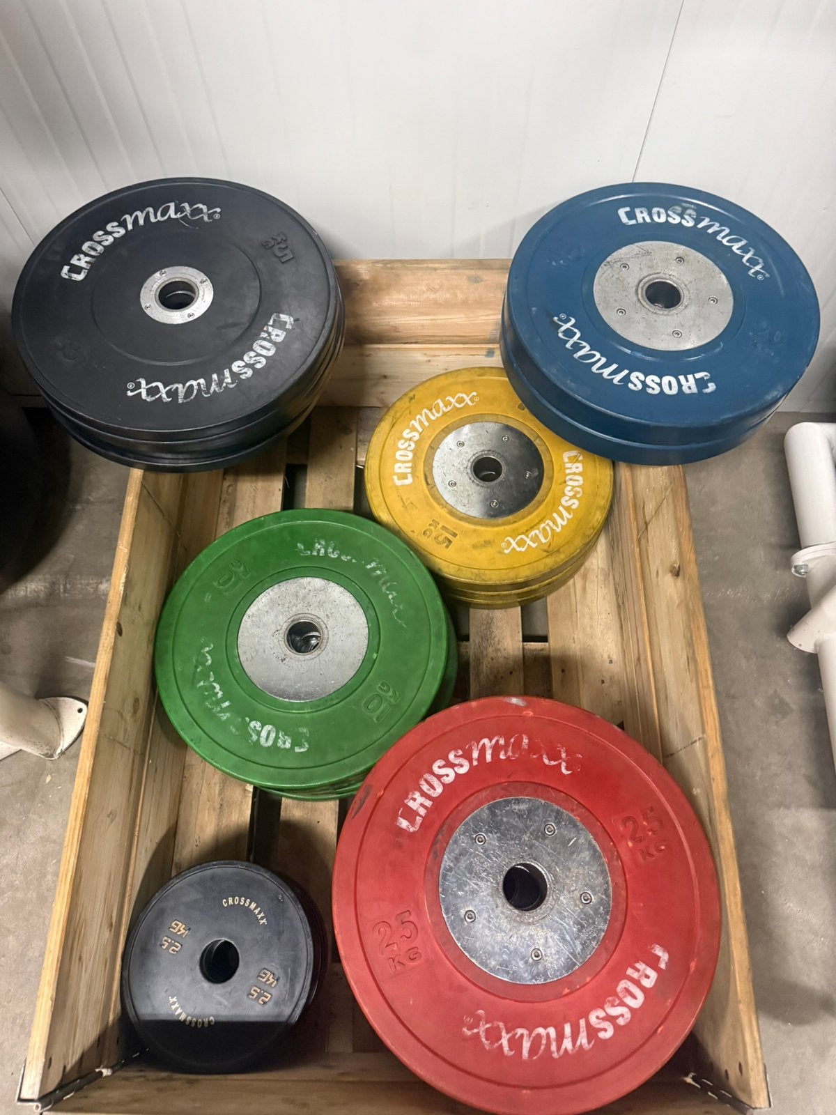 Lifemaxx crossmaxx competition bumper plates / 50 mm schijf, Ophalen, Benen, Gebruikt, Overige typen