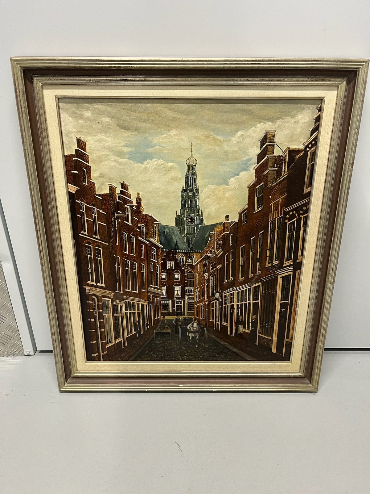 Stadsgezicht in olieverf, Antiek en Kunst, Ophalen