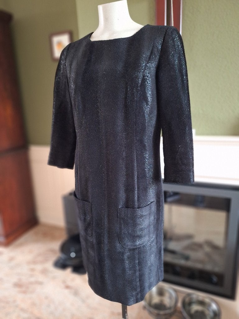 Caroline biss faux fur jurk zwart 38 winter, Maat 38/40 (M), Verzenden, Zwart, Zo goed als nieuw