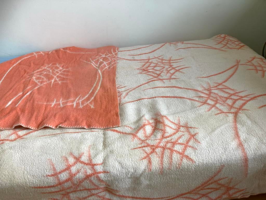 Vintage Wollen Roze Plaid Deken 100% Wol, Ophalen of Verzenden, Gebruikt