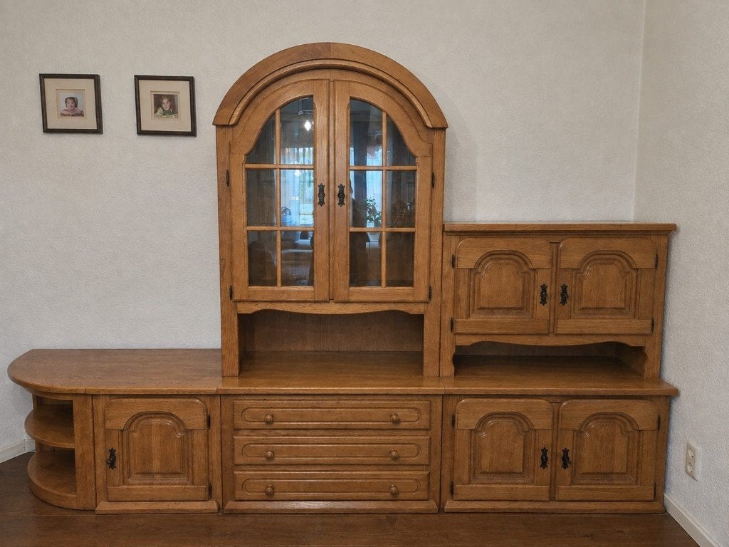 houten wandkast, Huis en Inrichting, Ophalen, Gebruikt, 200 cm of meer, Eikenhout