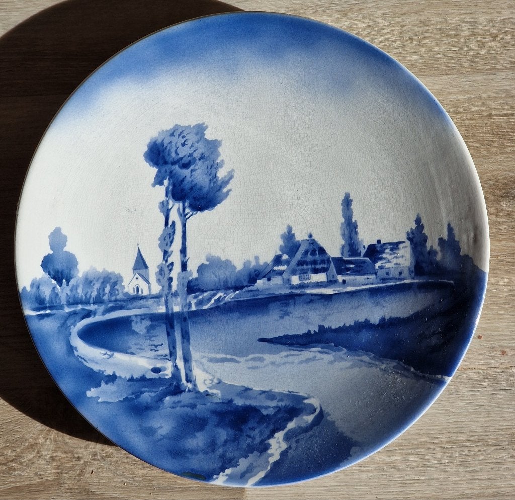 Sfeervol vintage wandbord - Hollands landschap, Antiek en Kunst, Antiek | Wandborden en Tegels, Ophalen