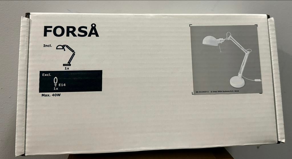 IKEA FORSÅ bureaulamp, nieuw in doos, Ophalen of Verzenden, Nieuw, Metaal, Minder dan 50 cm