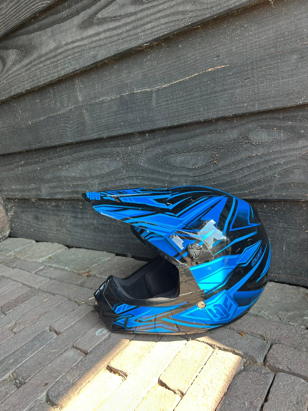 Mooie blauwe moterhelm (kind), Ophalen of Verzenden