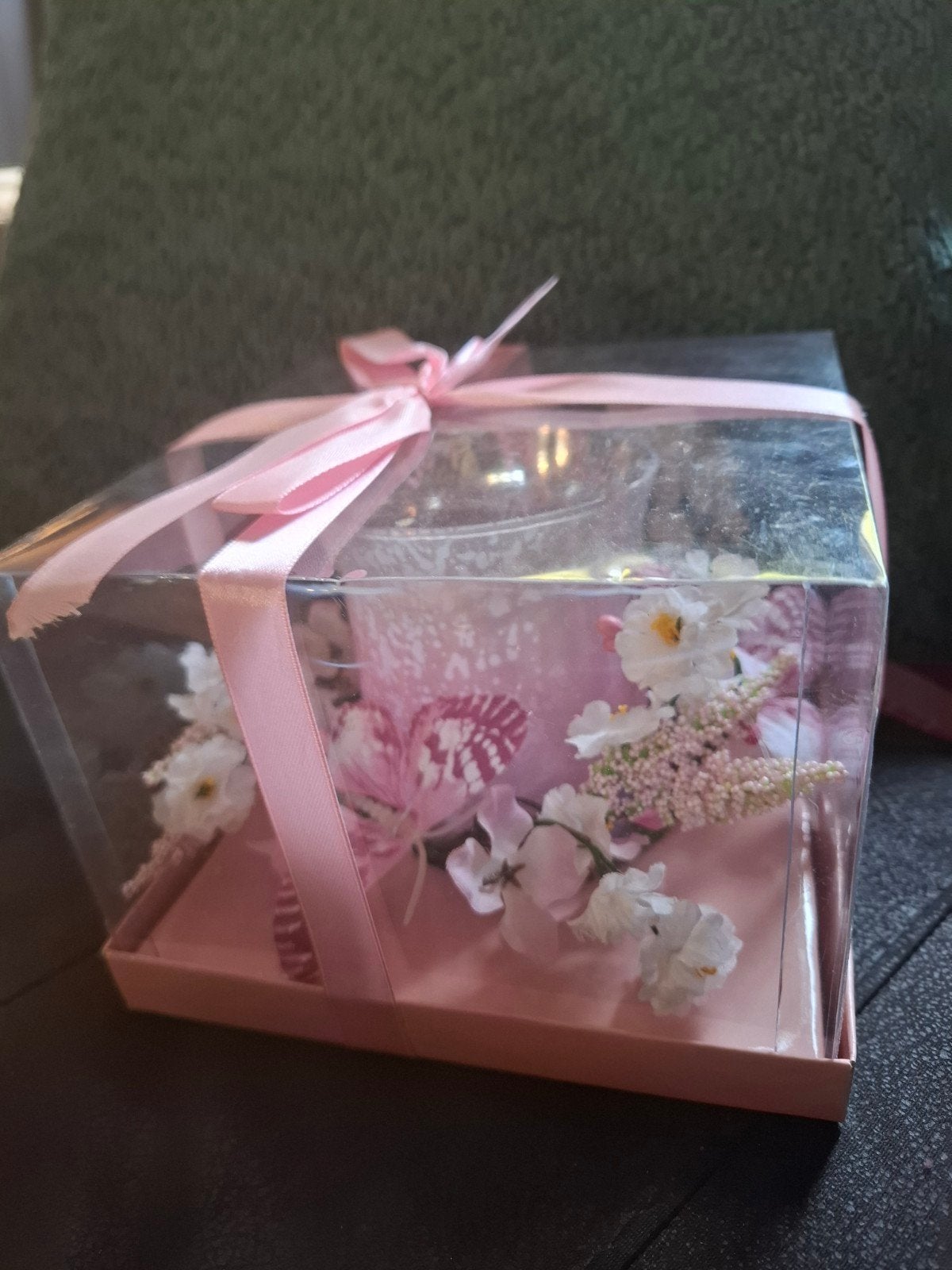 Sfeervolle decoratieve kaars in cadeauverpakking, Waxinelichthouder, Nieuw, Ophalen of Verzenden, Glas