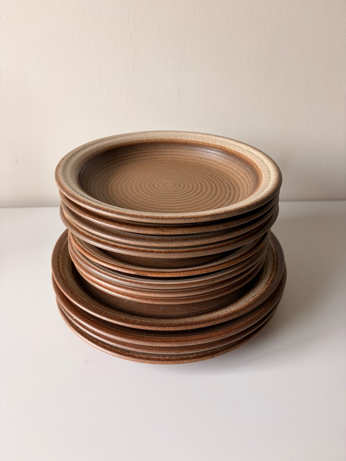 Vintage Gerzit servies 12-delig / bruin keramiek, Overige merken, Keramiek, Vintage, Ophalen of Verzenden