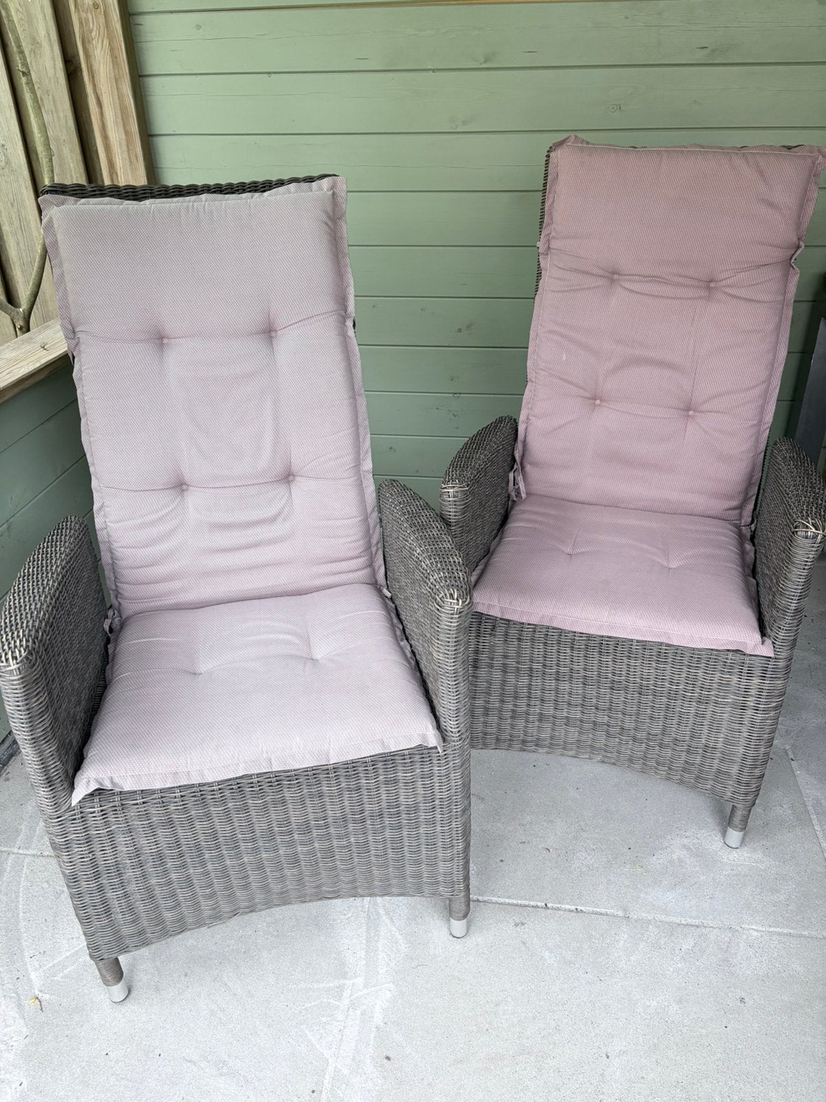 Set van 4 Wicker tuinstoelen met verstelbare rug, Tuin en Terras, Ophalen, Gebruikt, Wicker, Verstelbaar