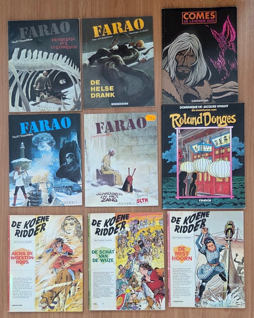 9 diverse stripalbums, o.a. Farao, De Koene Ridder, Boeken, Stripboeken, Diversen, Meerdere stripboeken, Ophalen, Gelezen
