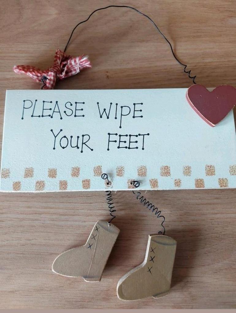 APPLE TREE HOUTEN HANGER PLEASE WIPE YOUR FEET*VOETEN VEGEN, Ophalen of Verzenden, Zo goed als nieuw