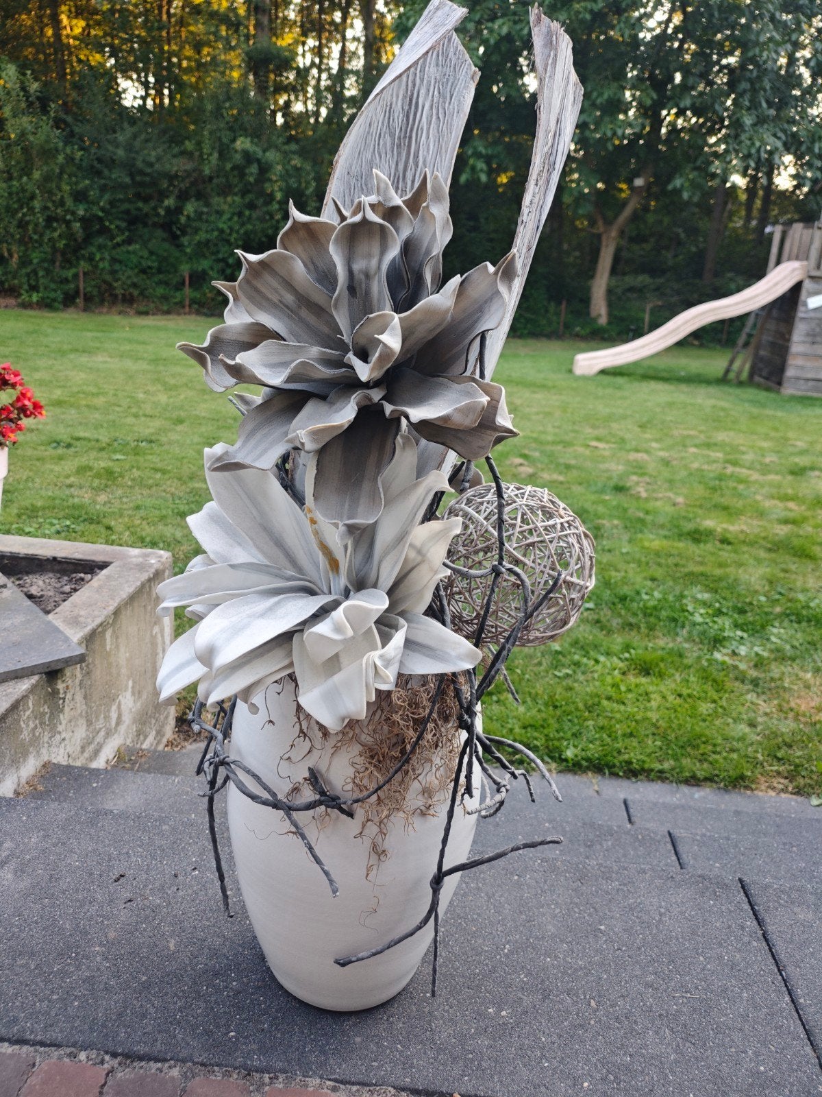 Witte opgemaakte pot grijs kleuren, Ophalen, Gebruikt, Kunststof