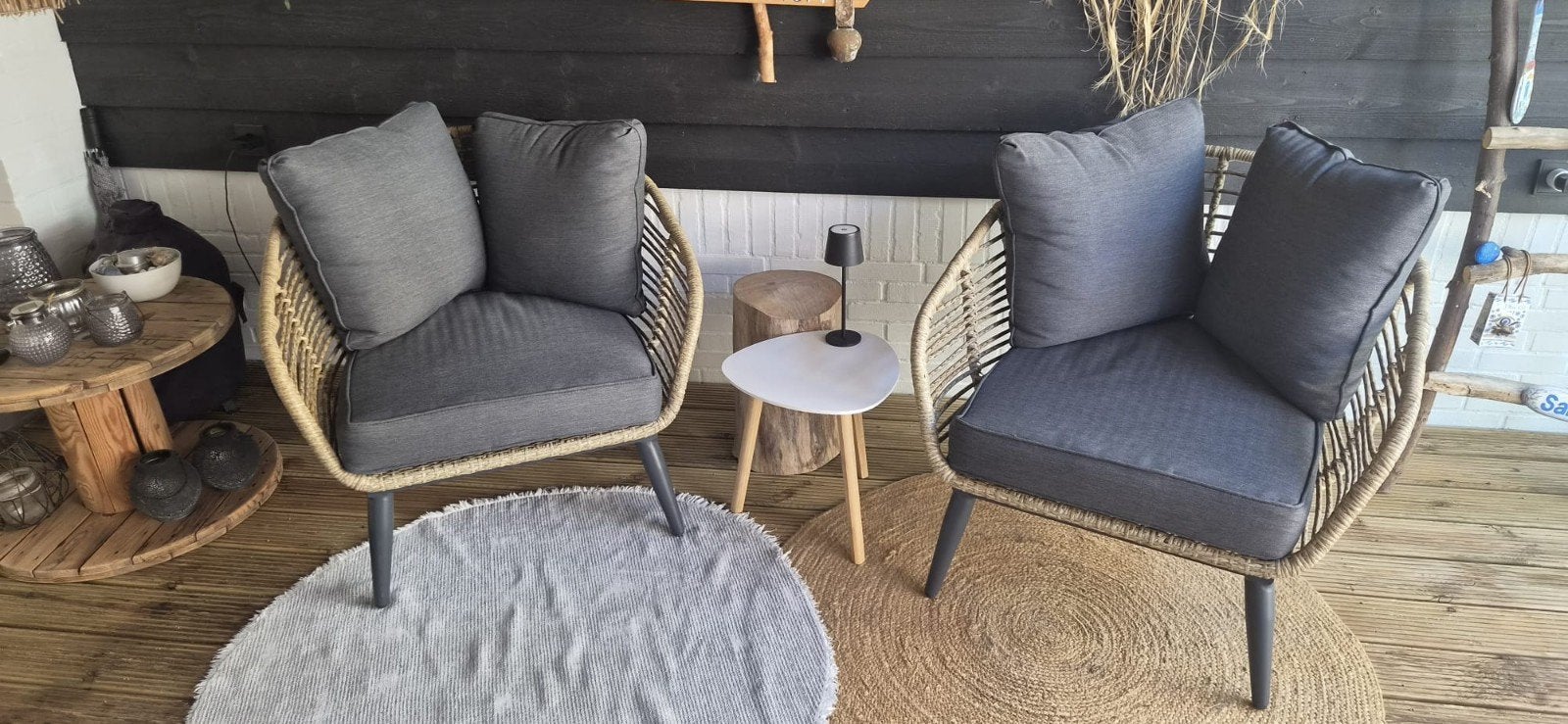 Set van 2 COCO Leonardo lounge stoelen met kussens, Ophalen, Twee, Overige materialen, Lounge, Modern, Bohemian