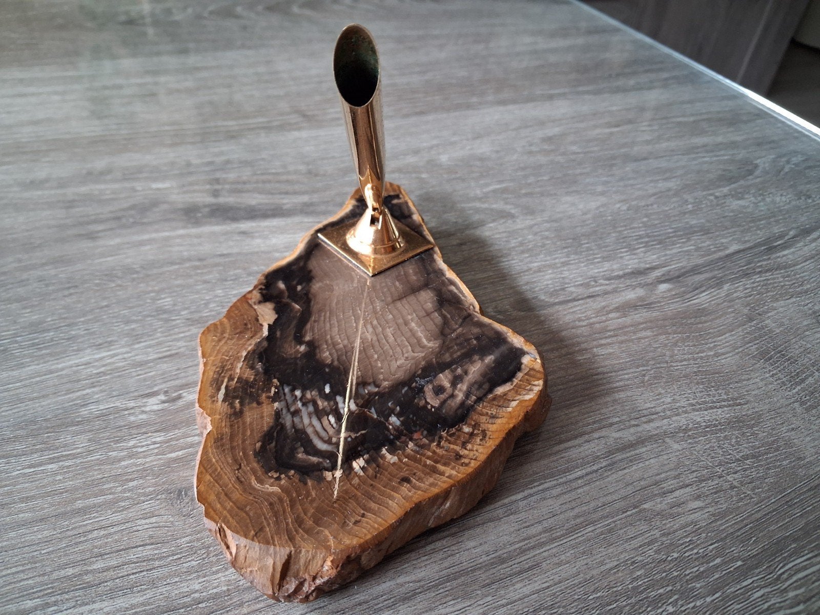 Unieke pennenhouder van versteend hout, Antiek en Kunst, Antiek | Kantoor en Zakelijk, Ophalen of Verzenden