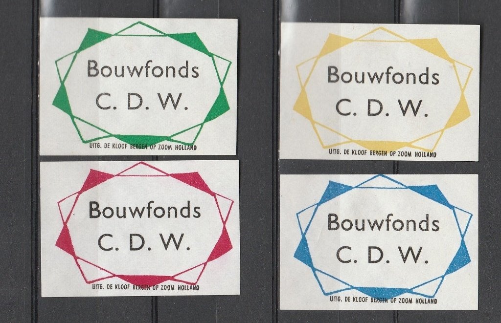 Lucifermerken,  Bouwfonds C.D.W.  (564), Verzamelen, Ophalen of Verzenden, Zo goed als nieuw, Luciferdoosjes of -merken