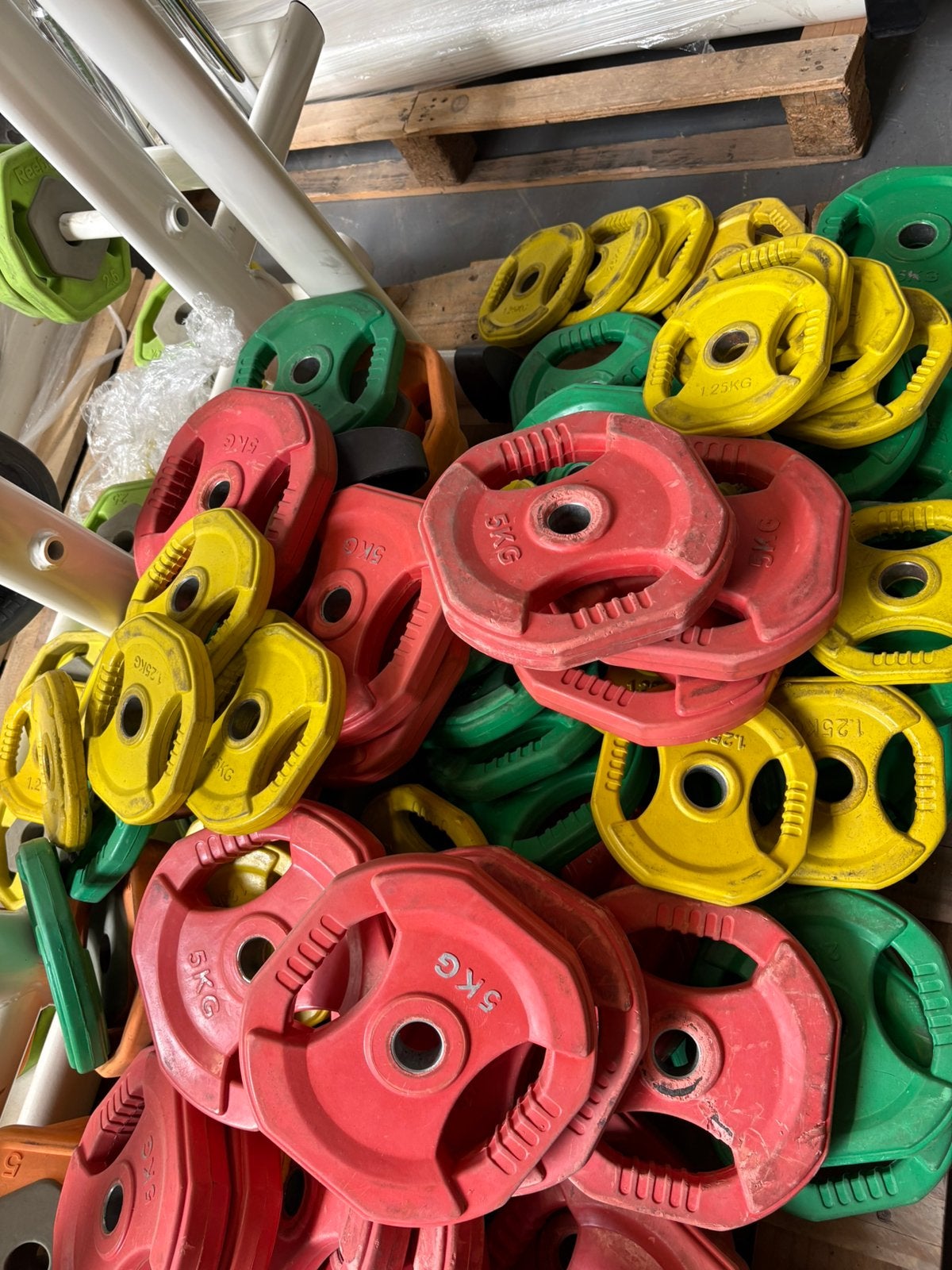 28 mm halter schijven 1,25-2,5-5 kg gewichten, Gebruikt, 1,25-2,5-5 kg, 28 mm, Ophalen of Verzenden