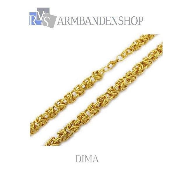Rvs " gouden " ketting "Dima" 58 cm. heren ketting RVS goud, Verzenden, Nieuw, Goud, Overige materialen