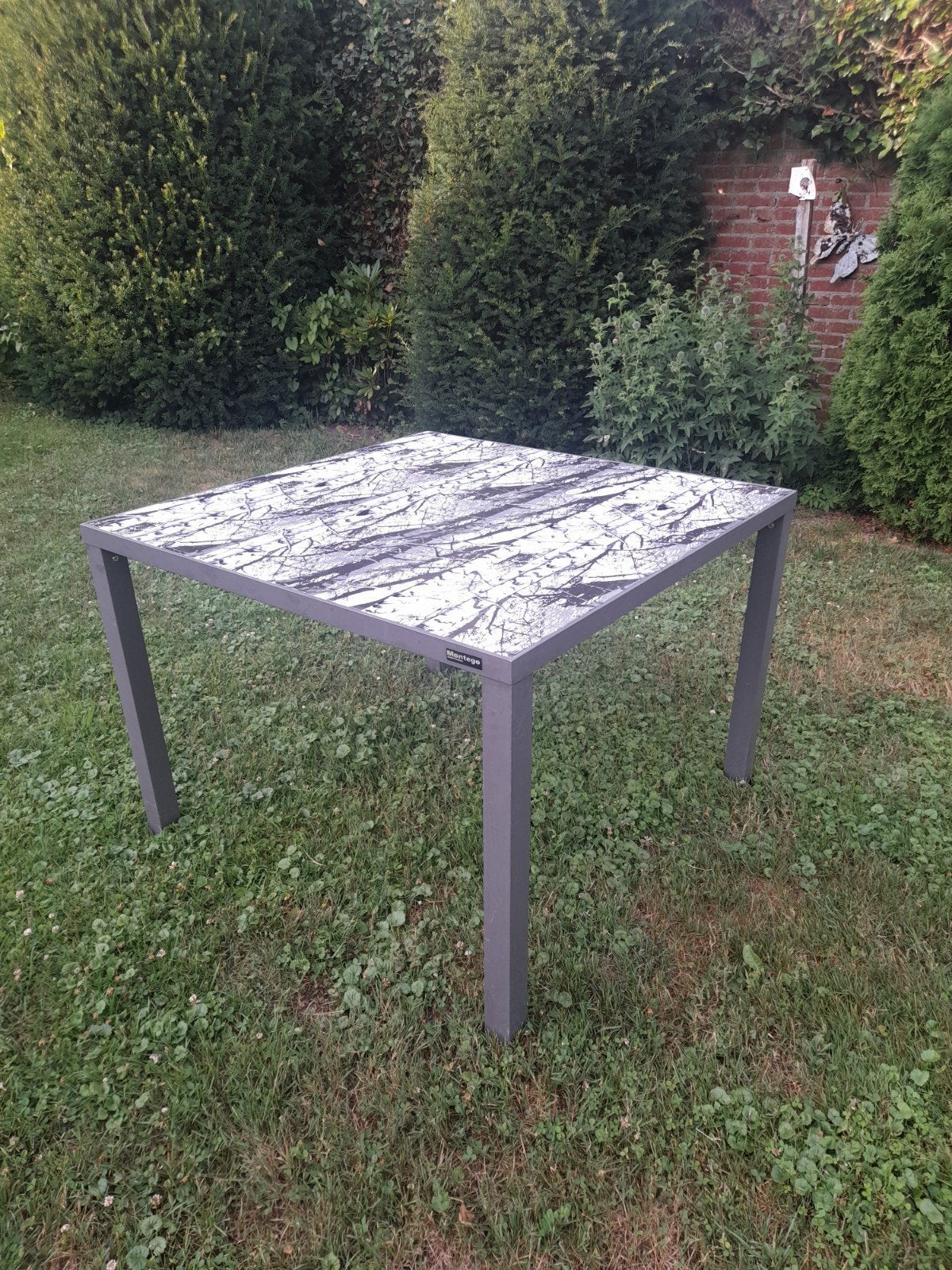 Montego aluminium tuintafel, vierkant 100x100 cm., Ophalen, Gebruikt, Vierkant, Aluminium