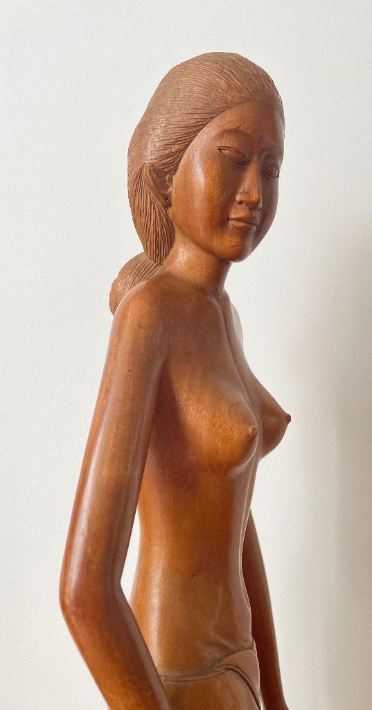 Balinees houtsnijwerk Bali jonge vrouw Indonesië nude, Antiek en Kunst, Verzenden