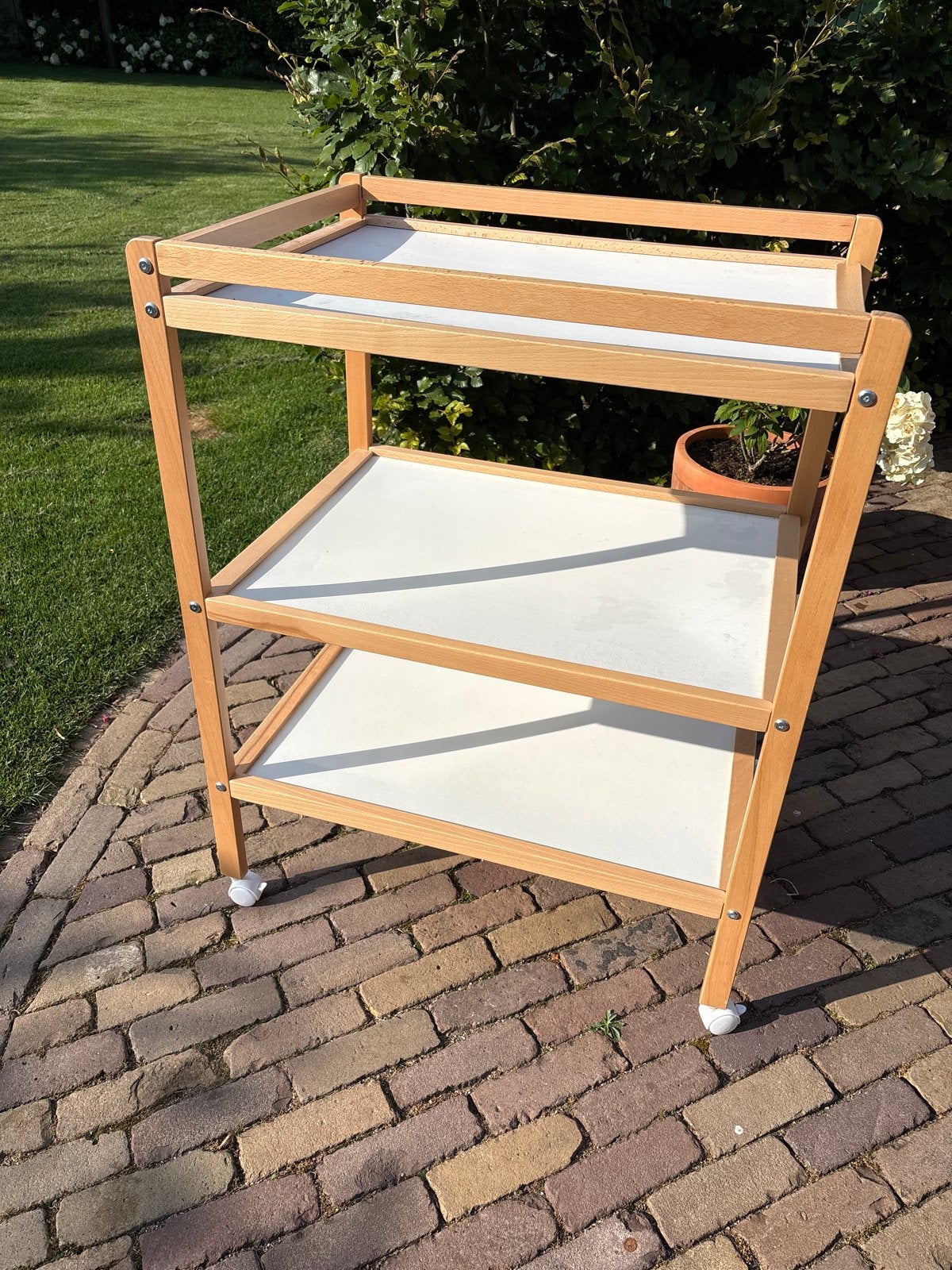 Houten Aankleedtafel Verschoontafel voor Baby's met Wieltjes, Gebruikt, Overige typen, Standaard, Ophalen