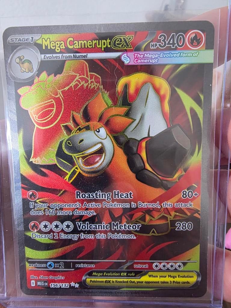 Pokémon Kaart Mega Camerupt EX 156/132, Ophalen of Verzenden, Zo goed als nieuw, Losse kaart, Foil