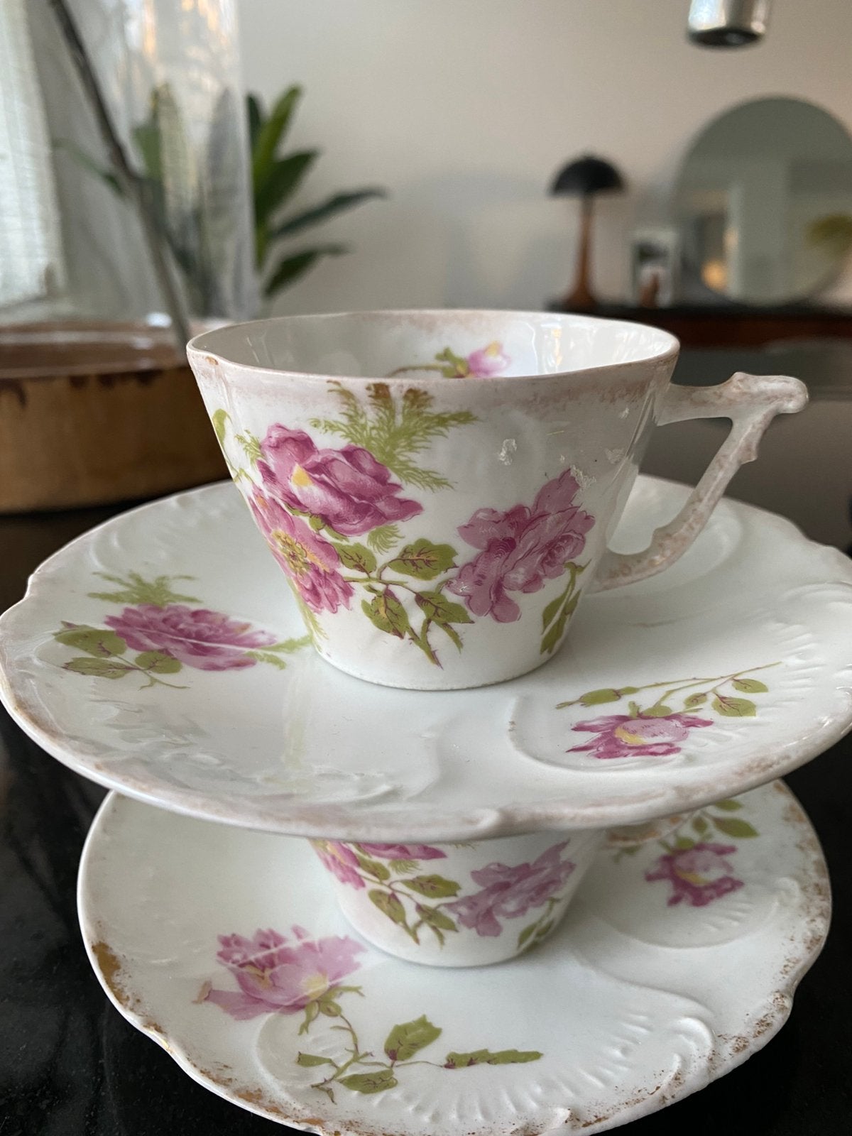 2x antieke limoges france porseleinen kop & schotel, Antiek en Kunst, Antiek | Servies los, Ophalen of Verzenden