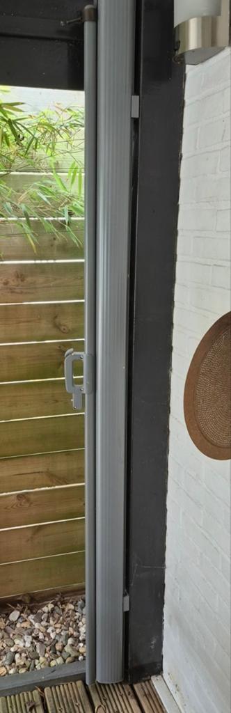 Zwart zijscherm voor terras of overkapping, Tuin en Terras, Gebruikt, Ophalen of Verzenden, 150 tot 300 cm, 250 cm tot 450 cm