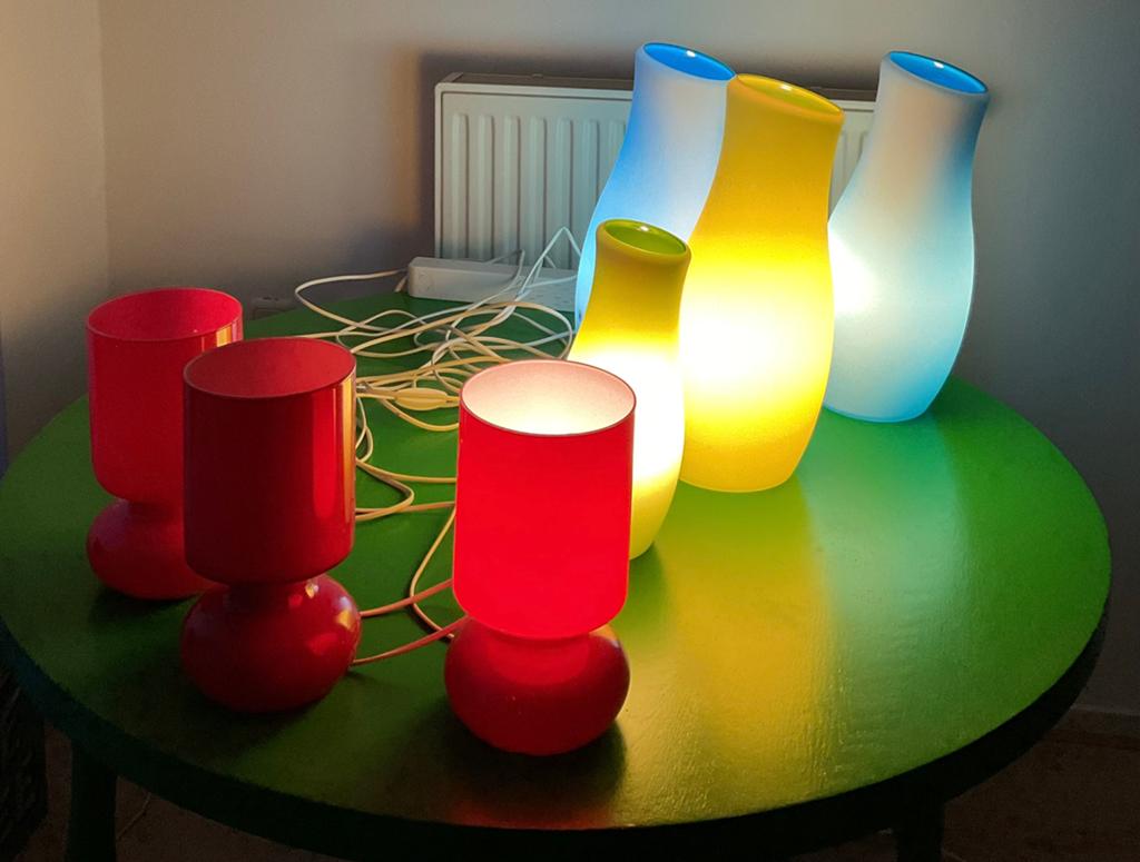 6x ikea Mylonit en Lykta lampen voor 60 euro, Gebruikt, Vintage, Ophalen of Verzenden, Glas