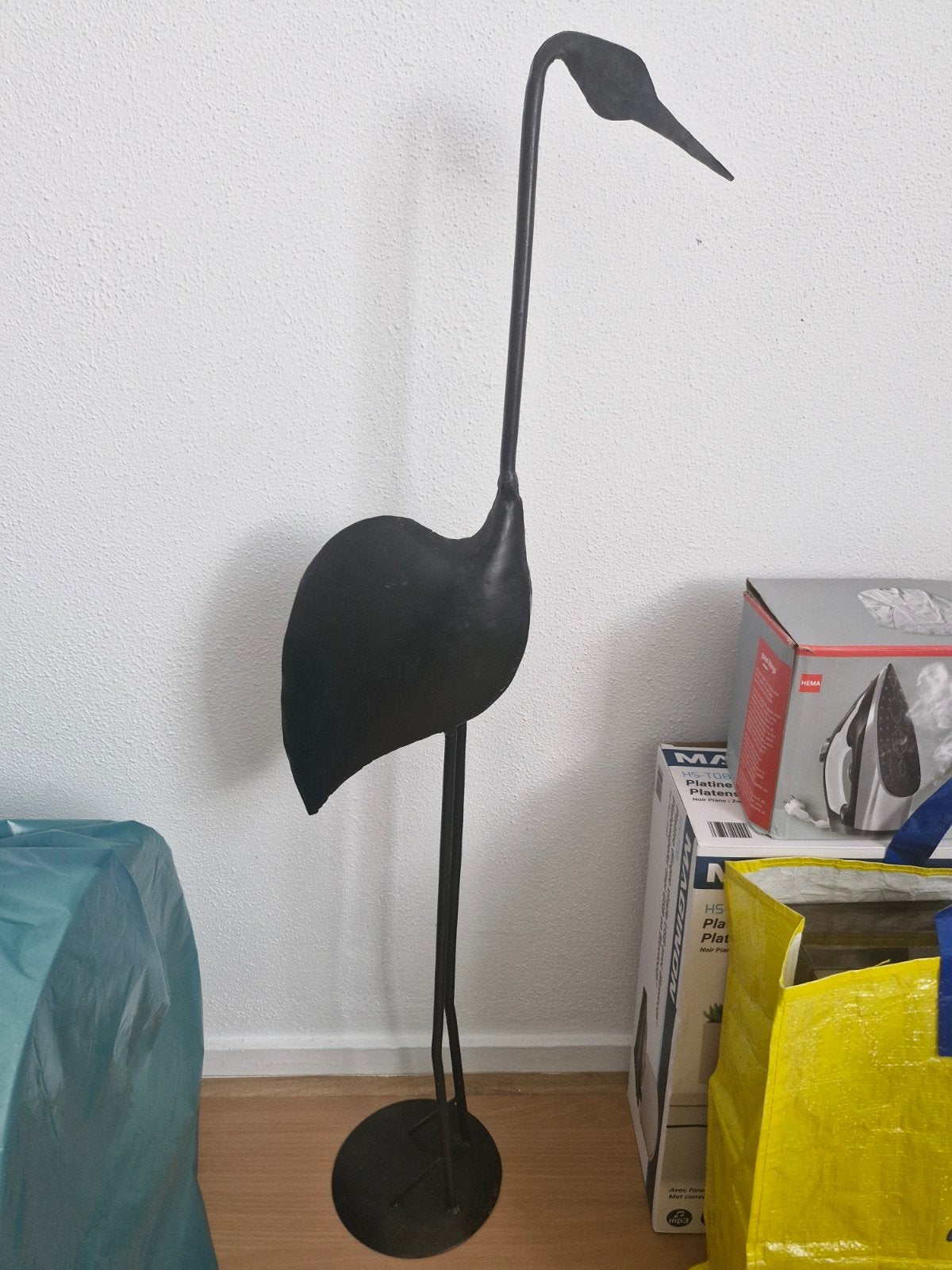 Zwarte metalen ooievaar decoratie, Ophalen, Zwart, Zo goed als nieuw, Metaal