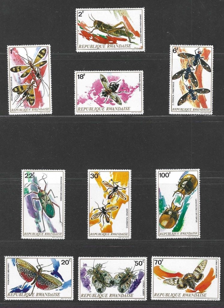 Rwandaise 538-547 insekten fauna 1973 serie pf, Verzenden, Postfris, Dier of Natuur