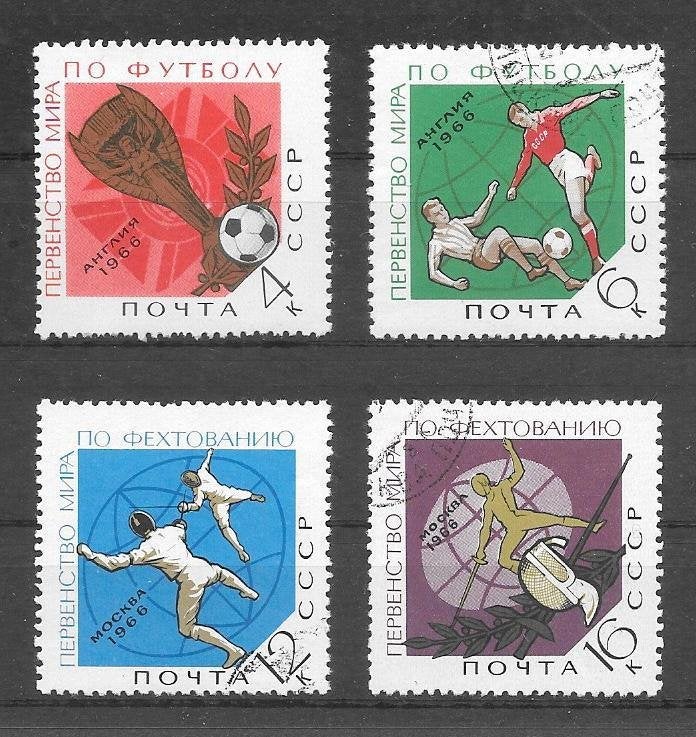 Sovjet Unie 1966  WK Voetbal, Verzenden, Gestempeld