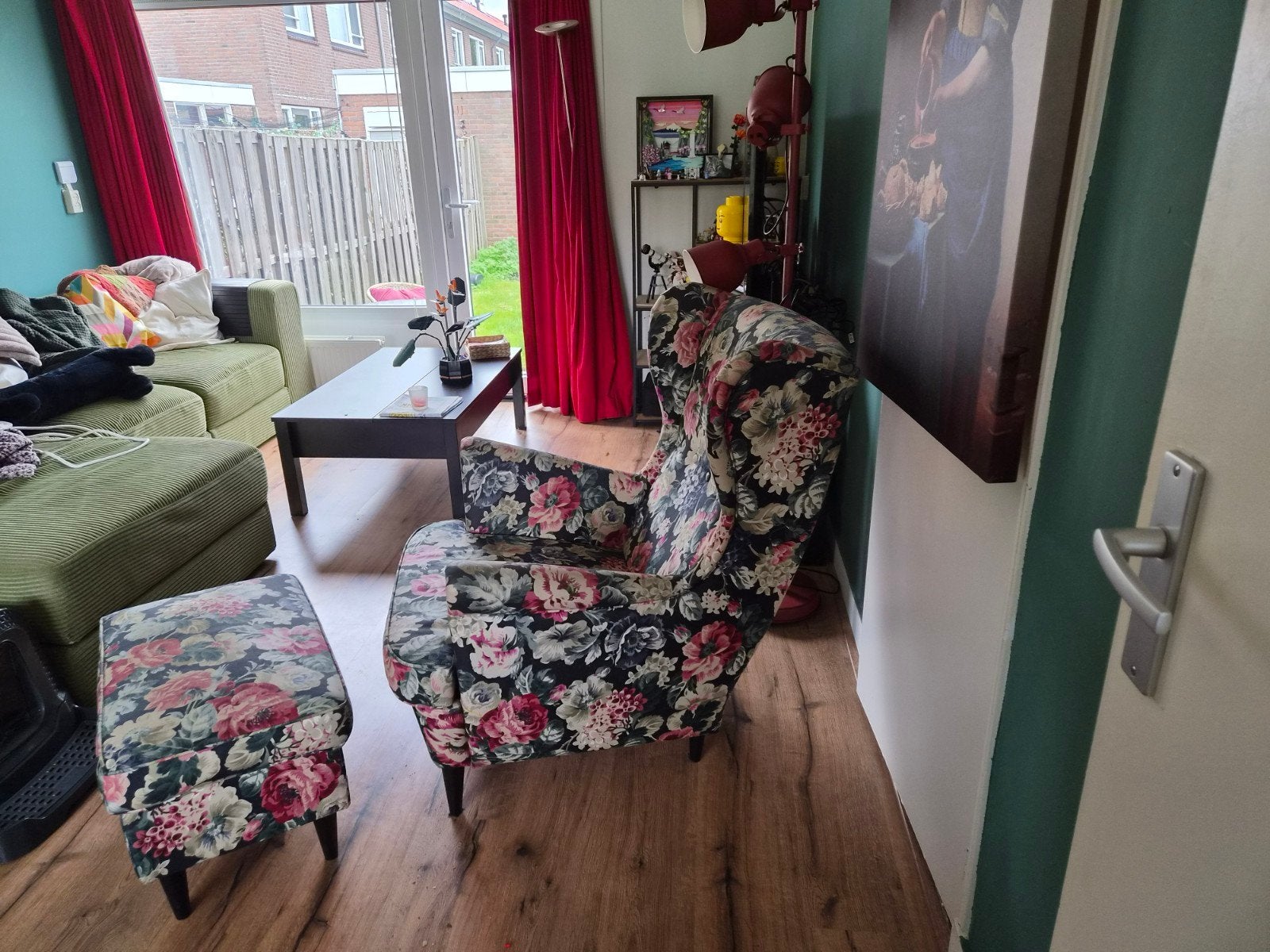 mooie fauteuil met bloemen, Ophalen, Gebruikt