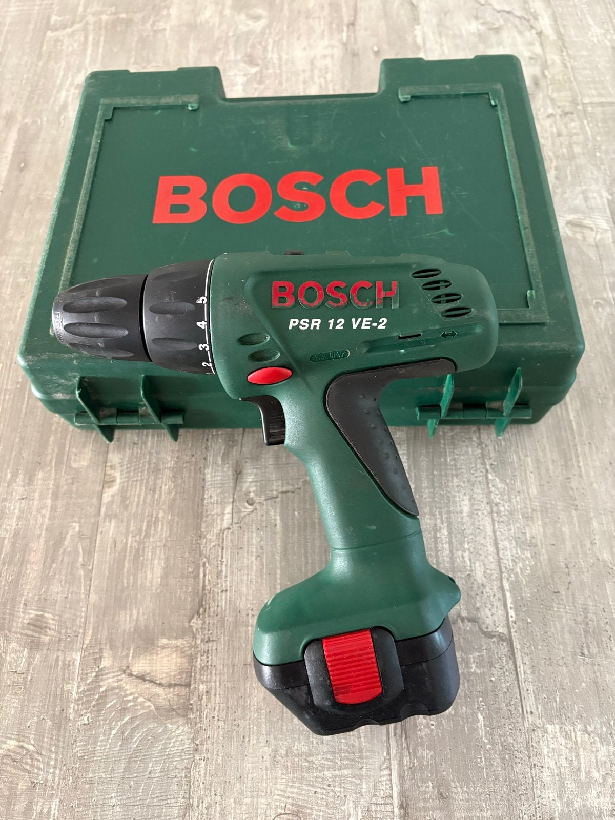 Bosch PSR 12 VE-2 Accuboormachine met Koffer, Gebruikt, Variabele snelheid, Ophalen of Verzenden, Boor- en Schroefmachine