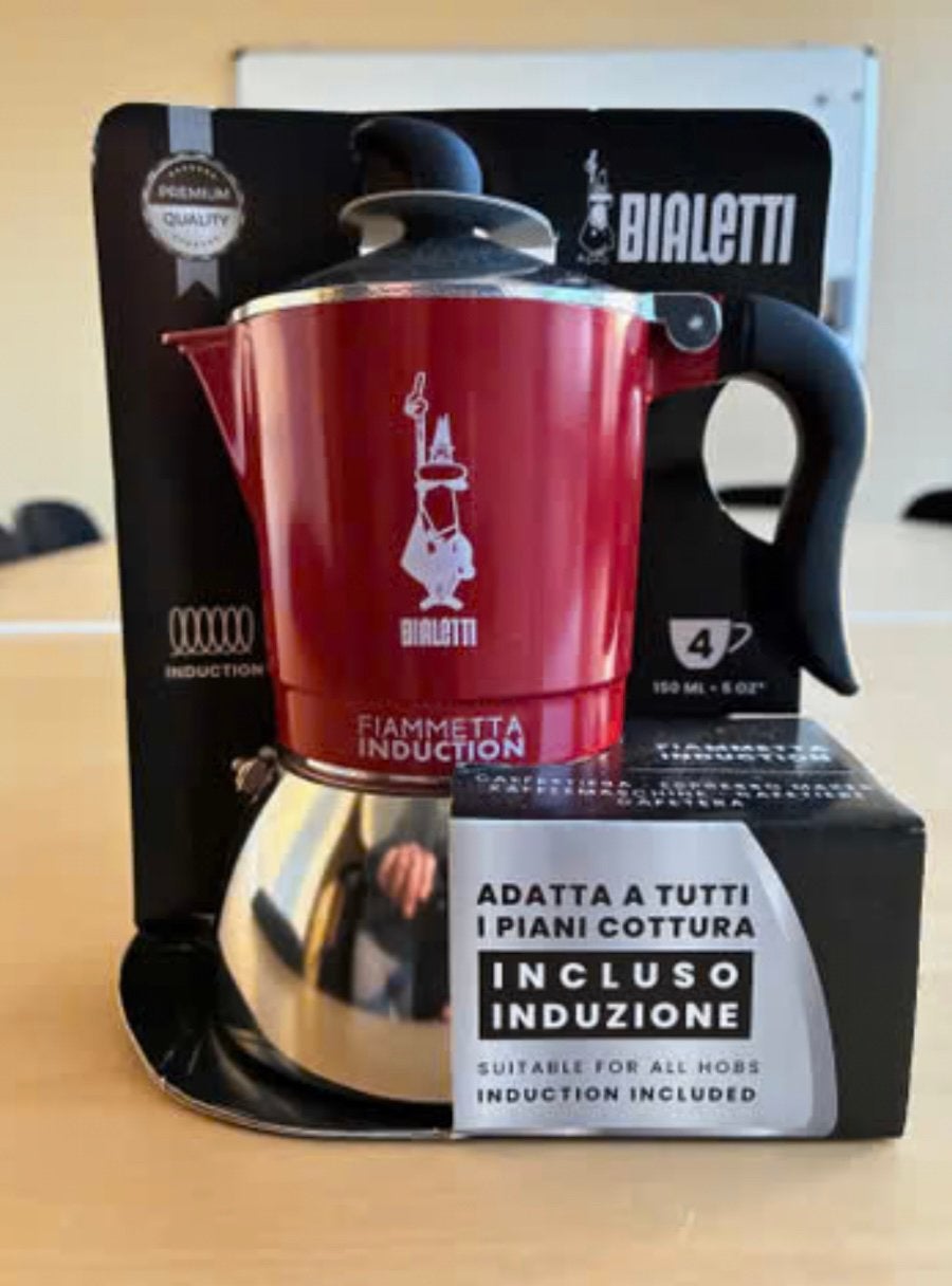 Bialetti Fiammetta Inductie Moka Pot - Rood (4 kopjes), Koffiemachine, Gemalen koffie, Ophalen of Verzenden, Zo goed als nieuw