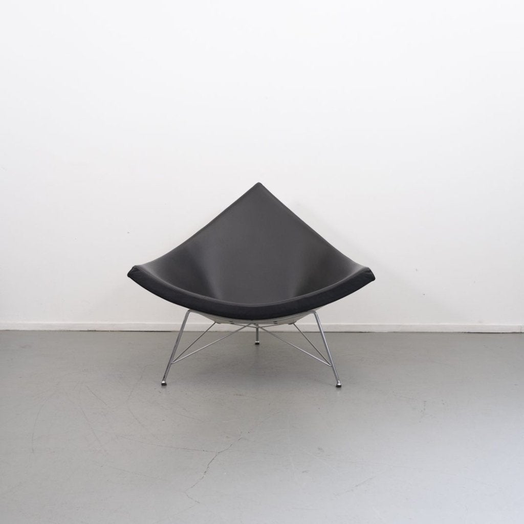 Vitra Coconut Fauteuil Zwart Leer - Chroom, Niet ingevuld, Zo goed als nieuw, Niet ingevuld, Niet ingevuld