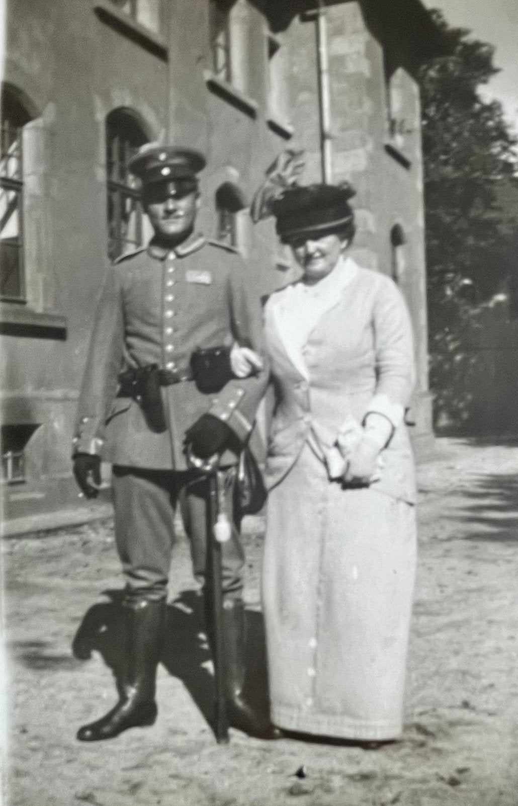 WO1 DUITS Zw/w foto Officier met vrouw, Verzenden, Landmacht, Duitsland, Foto of Poster