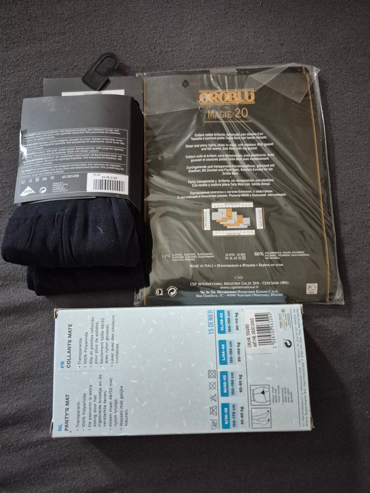 5 Nieuwe Panty's Maat 48-52 (XL) - Diverse Merken, Maat 48/52 (XL), Blauw, Hema, Oroblu, Wibra, Nieuw