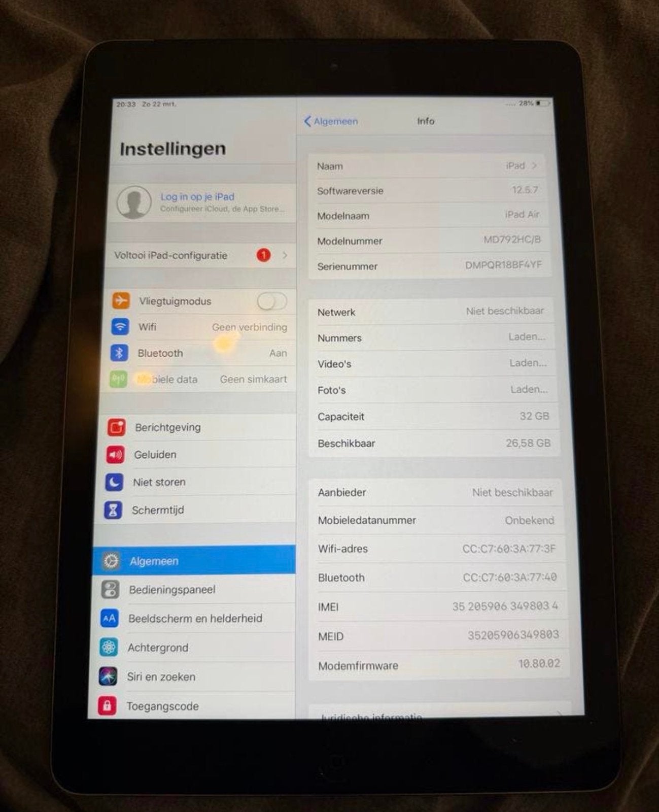 Goed onderhouden iPad Air 32GB, Ophalen, Gebruikt, 32 GB, Apple iPad Air