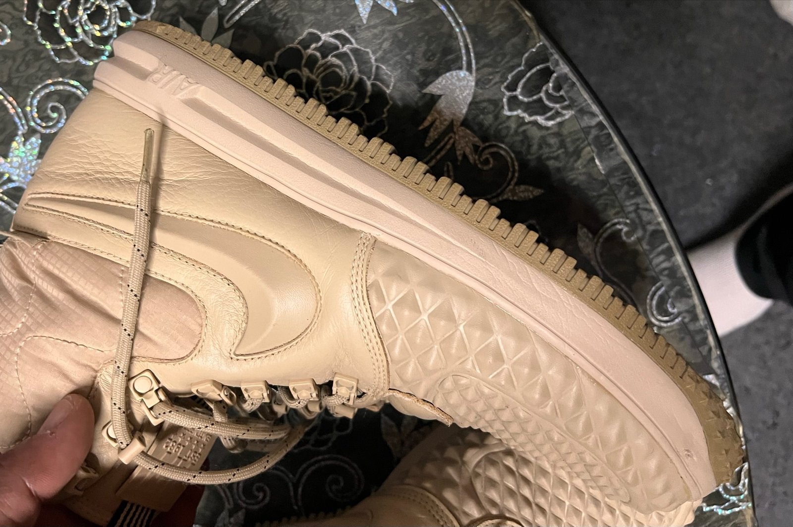 Nike Air Force 1 Duckboot - Beige/Crème, Ophalen of Verzenden, Zo goed als nieuw, Beige, Sneakers of Gympen