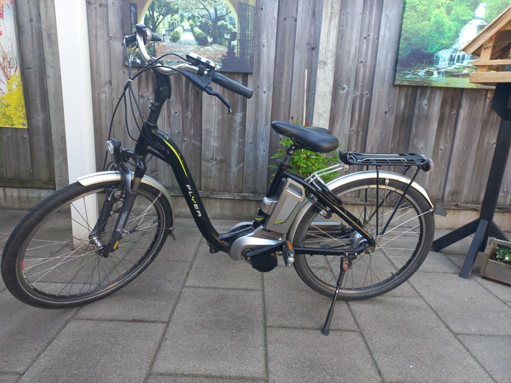 Flyer elektrische fiets met middenmotor, Gebruikt, Minder dan 47 cm, 50 km per accu of meer, Ophalen