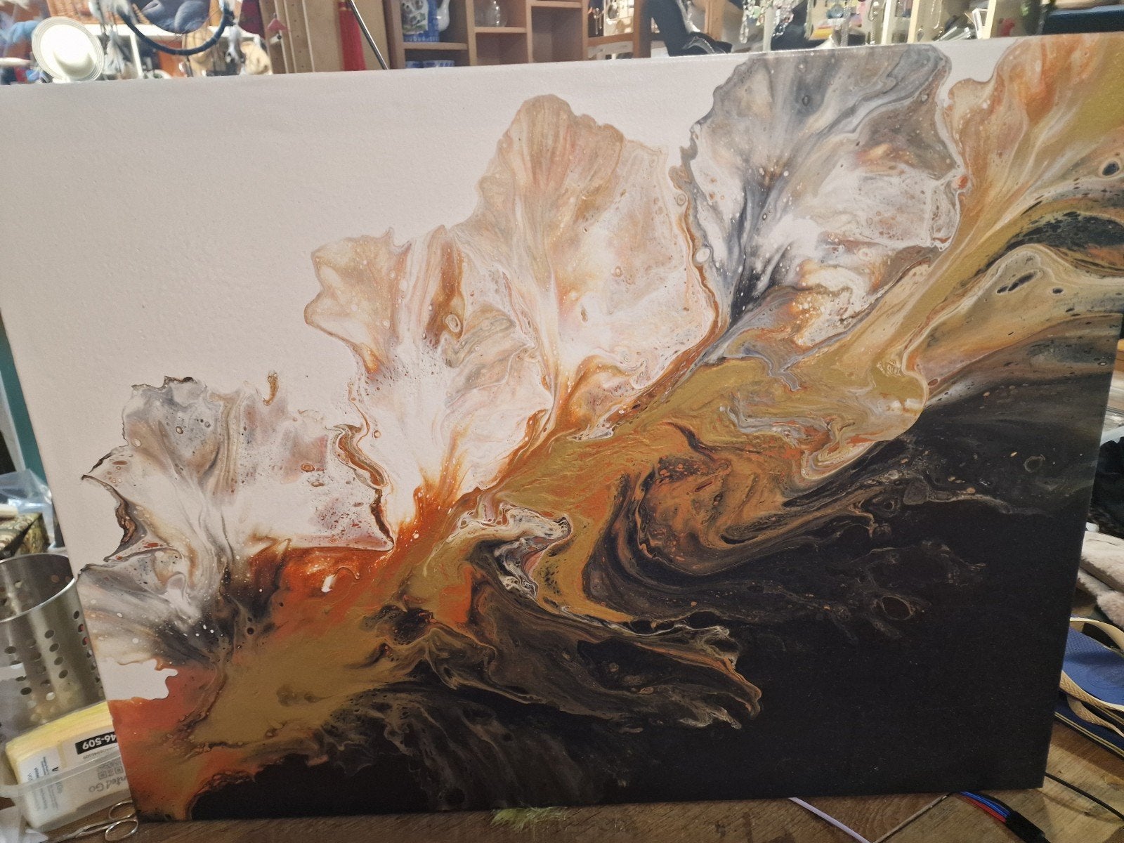 Abstract Schilderij 79x59 cm - Moderne Kunst, Ophalen, Abstract, Acrylverf, Handgeschilderd