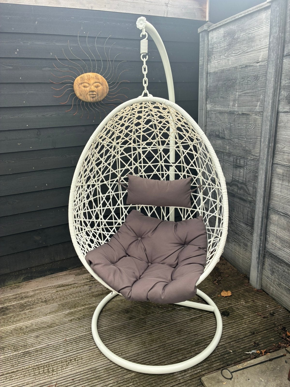Mooie ZGAN witte hangstoel, Tuin en Terras, Ophalen, Zo goed als nieuw, Wicker