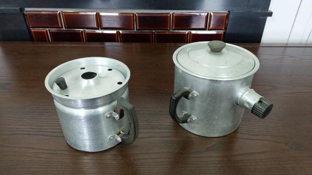 Vintage melkkokers van aluminium., Ophalen of Verzenden