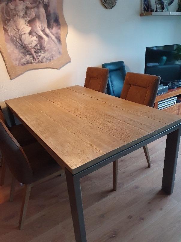 Eettafel 160 cm uitschuifbaar tot 200 cm, Ophalen, Gebruikt, 50 tot 100 cm, Vijf personen of meer