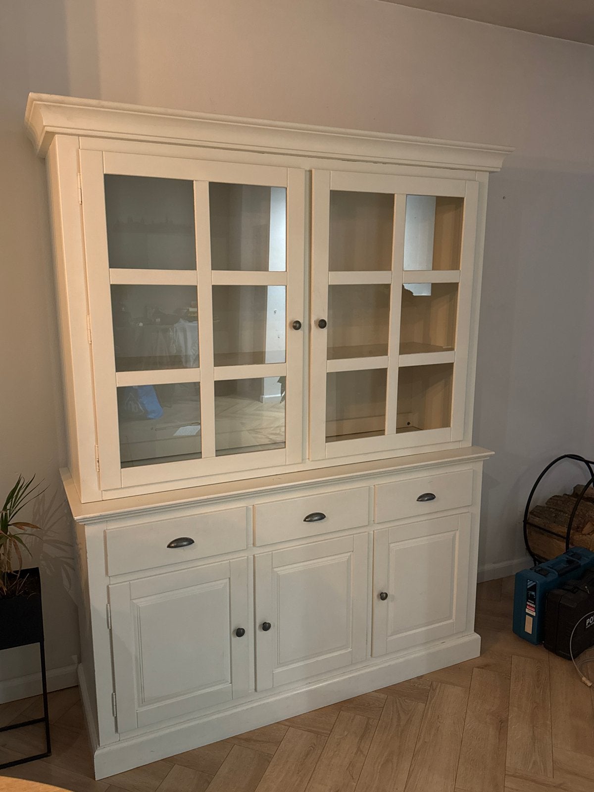 Witte buffetkast 200x150x50 cm, twee losse delen, Huis en Inrichting, Gebruikt, 100 tot 150 cm, 200 cm of meer, Ophalen of Verzenden