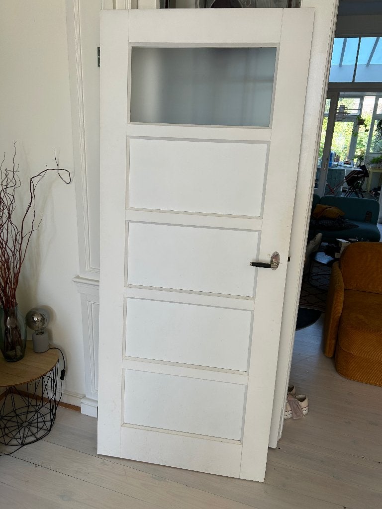 Binnendeur met raampje, Ophalen, Gebruikt, 80 tot 100 cm, Binnendeur